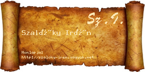 Szalóky Irén névjegykártya